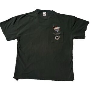 Vintage Men's Dark Green looney tunes embroidered polo shirt Taz 90s Y2K XL